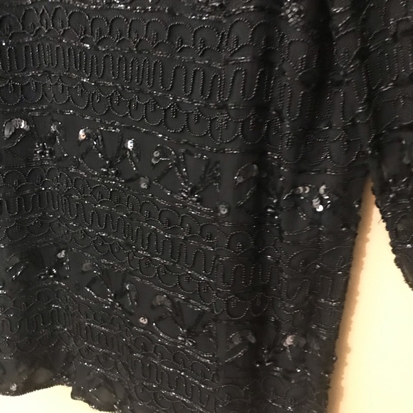 Ste’ney plus size vintage black long sleeve sequin beaded vintage blouse 1X - Picture 6 of 10